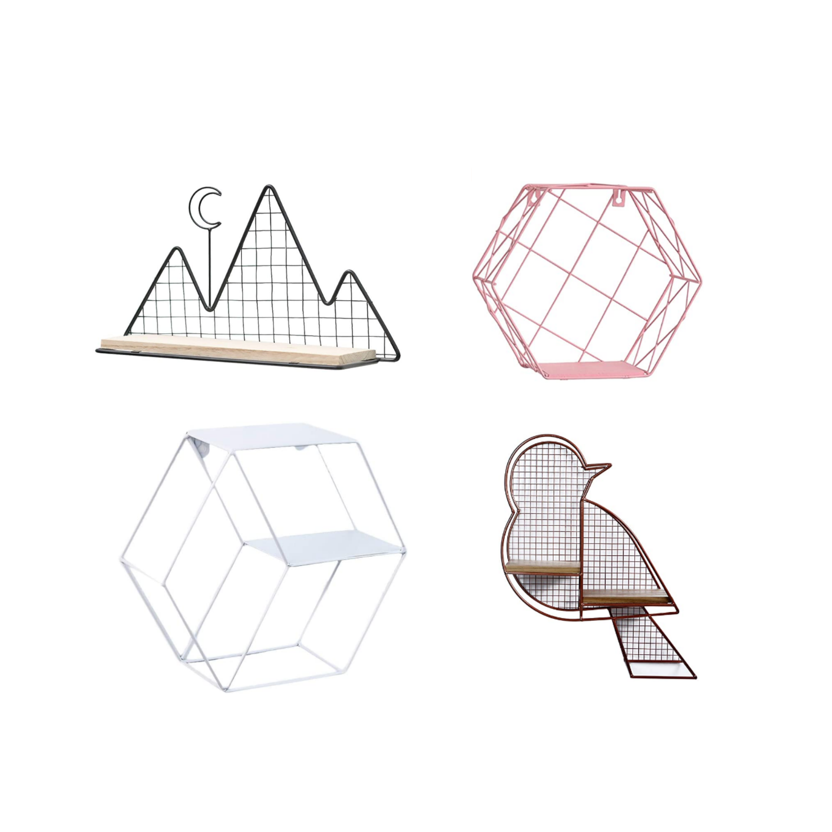 Prateleiras geométricas de ferro